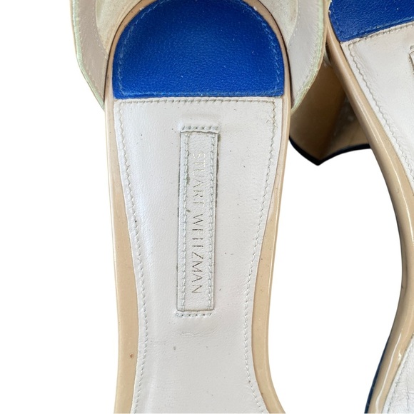 Stuart Weitzman Cream Patent Block Heels size 7 - Picture 8 of 9